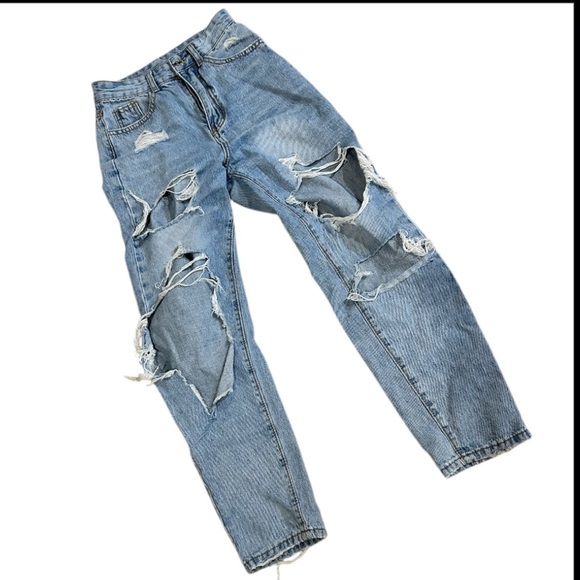 Shein Light Blue Distressed Jeans - Picture 1 of 4